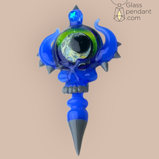 @neebsglass Crescent Moon Planetary Star Opal Horned Deadhead Skull Pendant