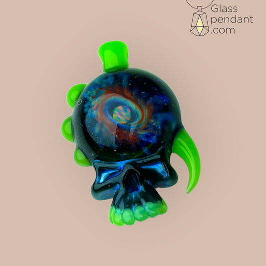 @neebsglass Slyme Spiked Blackhole Deadhead Skull Pendant