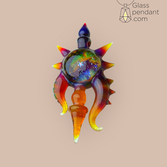 @neebsglass Amber Purple Star Opal Space-Key Pendant