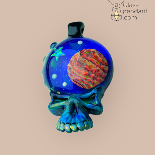 @neebsglass Metallic Planetary Star Opal Deadhead Skull Pendant
