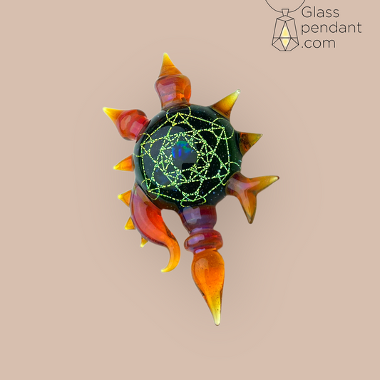 @neesbglass Amber Purple Dichroic Sacred Geometry Center Opal Space-Key Pendant