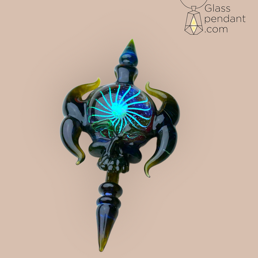 @neebsglass Space-Key Dichroic Center Opal Deadhead Skull Pendant