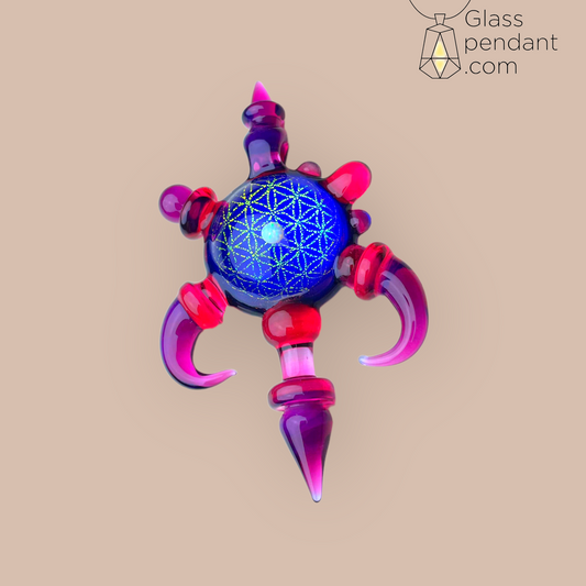 @neebsglass Royal Jelly Dichroic Seed-Of-Life Center Opal Space-Key Pendant