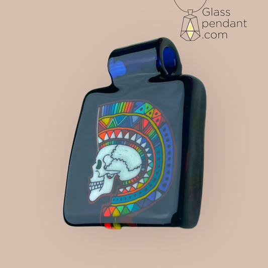 @kevinmurrayglass Rainbow Mohawk Skull Tablet Pendant