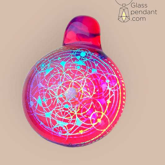 @subtl Telemagenta Dichroic Sacred Geometry Pendant With Center Opal