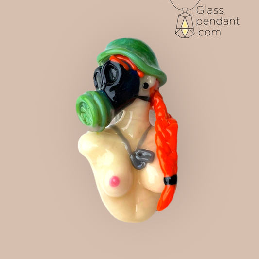 @theglassfish13 Army Girl Gas Mask Pendant