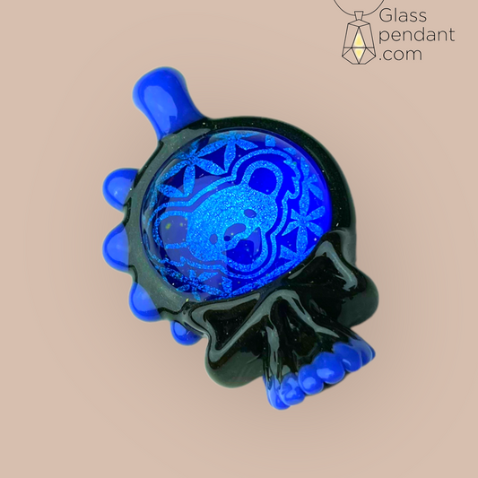 @neebsglass Dancing Bear Dichroic Image Deadhead Skull Pendant
