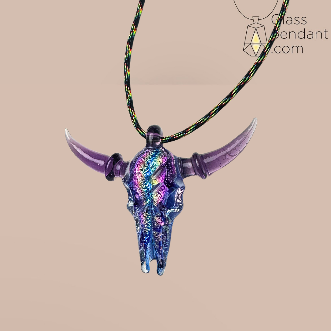 Dichroic Bull Skull Pendant