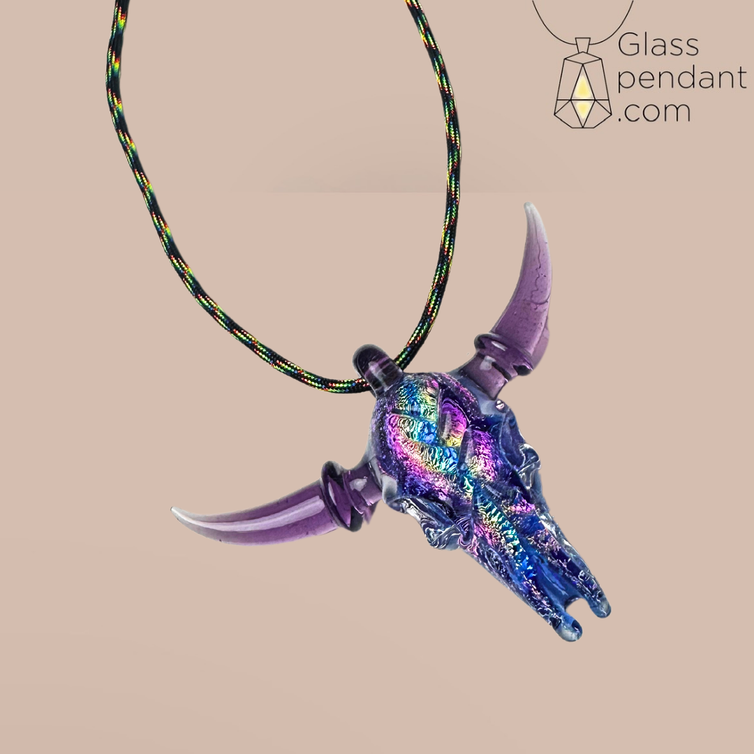 Dichroic Bull Skull Pendant