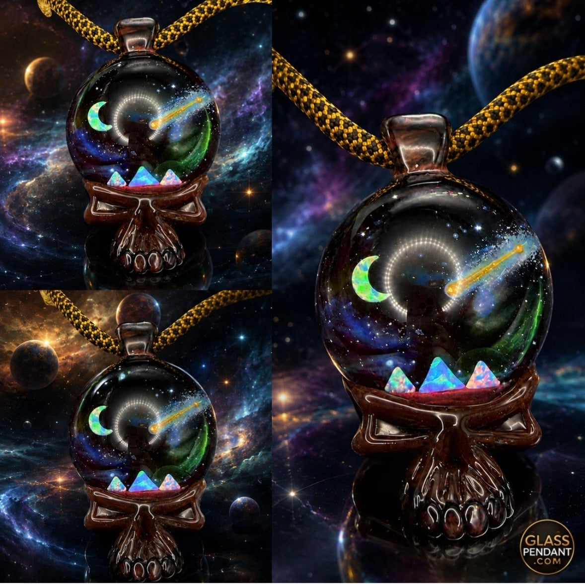 Opal Deadhead Skull Pendant