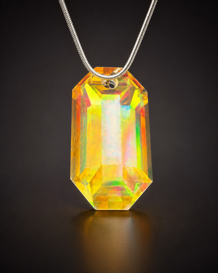 “Zeralyth” Faceted Opal Dichro Pendant