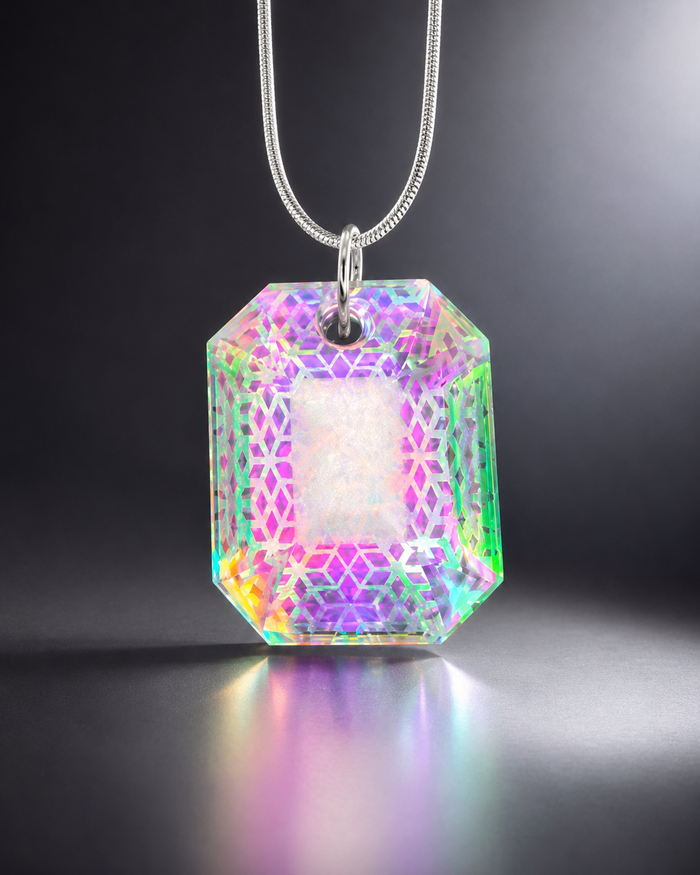 Geometric Star Opal Faceted Pyramid Pendant