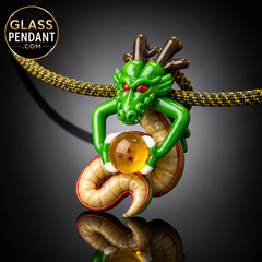 Hand-blown heady glass dragon pendant by @levelupglass. Hanging from a paracord necklace.