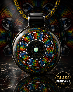 Hand-blown heady glass picasso inspired pendant by @kevinmurrayglass. Featuring an encased opal. Hanging from a paracord necklace.