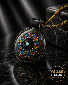Hand-blown heady glass picasso inspired pendant by @kevinmurrayglass. Featuring an encased opal. Hanging from a paracord necklace.