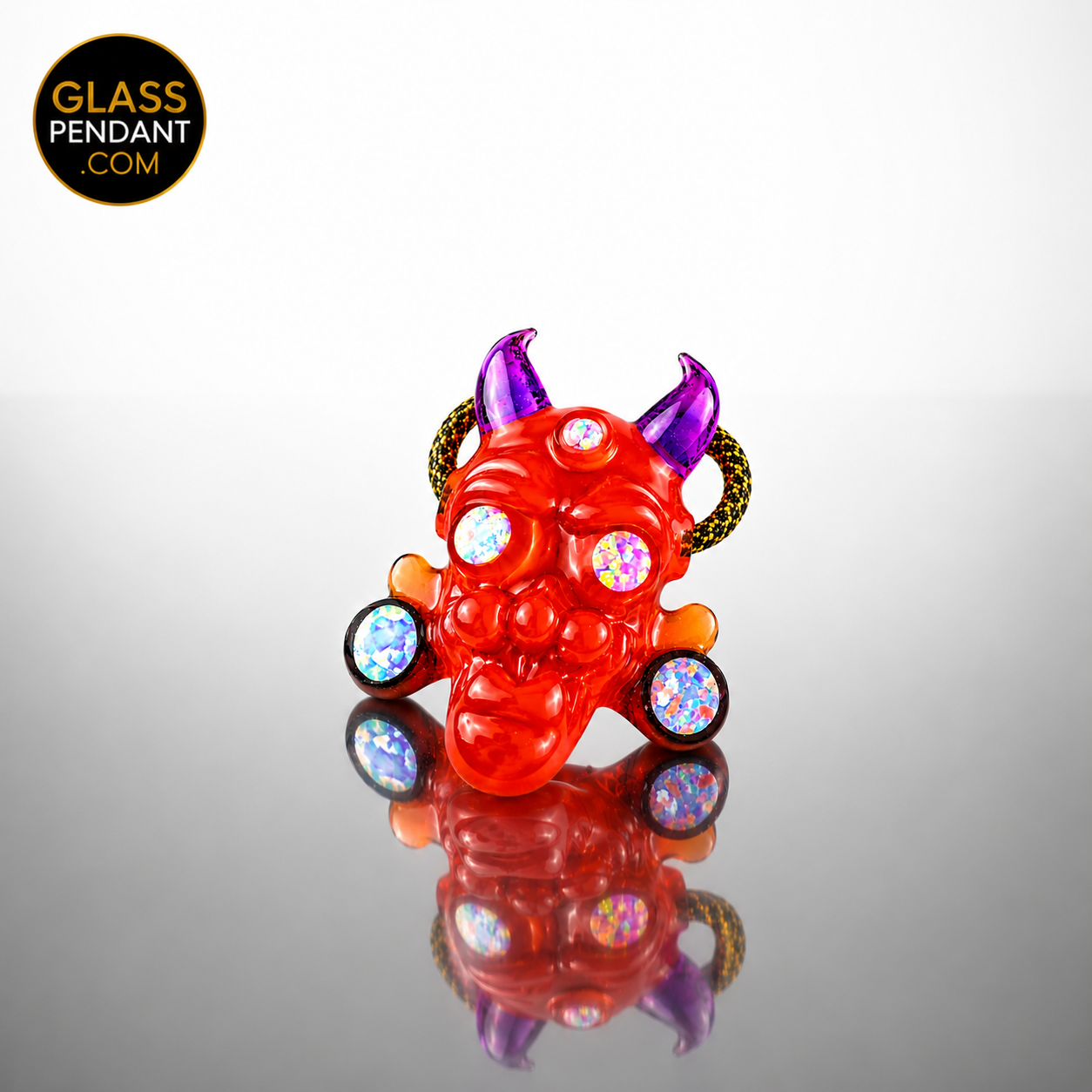 Hand-blown heady glass freddy pendant by @truchalkglass. Featuring XL opals, opal eyes, opal earrings, third eye opal. Hanging from a paracord necklace.