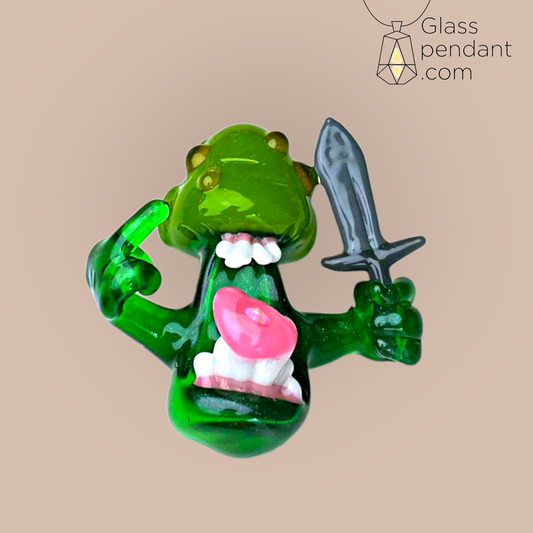@gl_asshole Sword-Wielding Opal Dosed Green Moss Mushroom Pendant