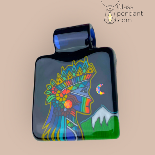 @kevinmurrayglass Rainbow Girl Crescent Moon Opals Tablet Pendant