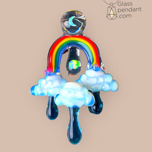 @diligent_glass Deluxe Rainbow Triple Cloud Drip Pendant With 2 Opals