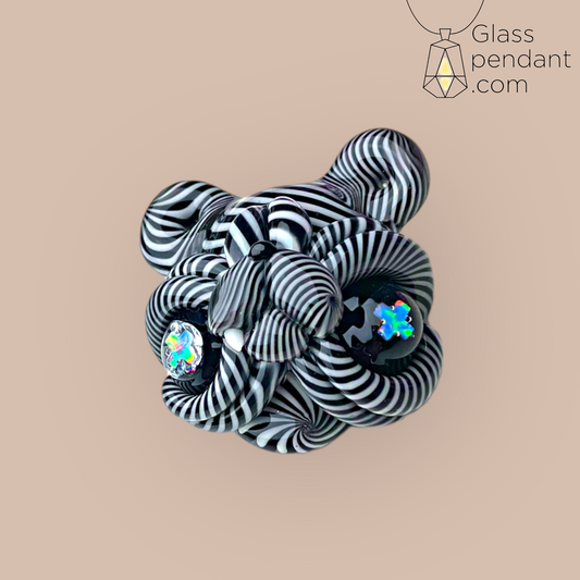@c.a.s.t.o Black & White Zebra Stripe X Opal Eyes Mouse Pendant