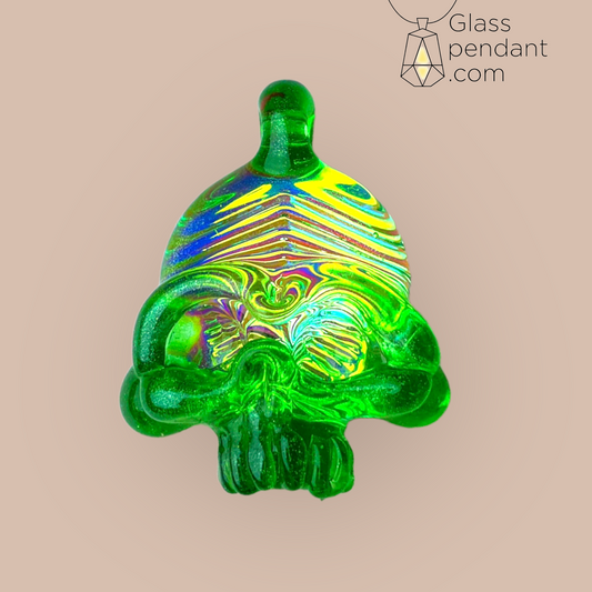 @cone12flat Green Stardust Light Reflective Skull Pendant