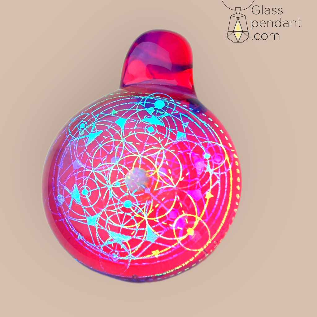 @subtl Telemagenta Dichroic Sacred Geometry Pendant With Center Opal