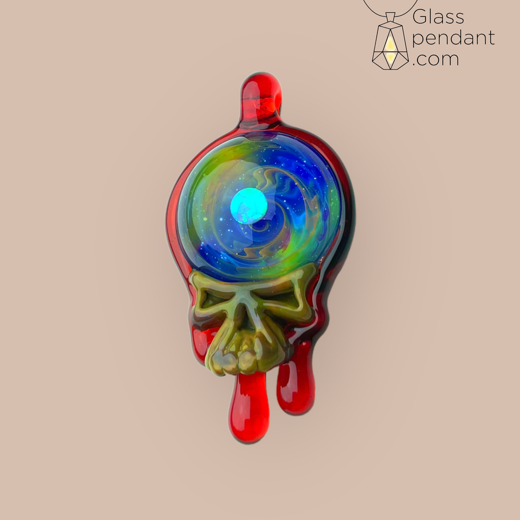 @neebsglass Blood-Drip Space Opal Deadhead Skull Pendant